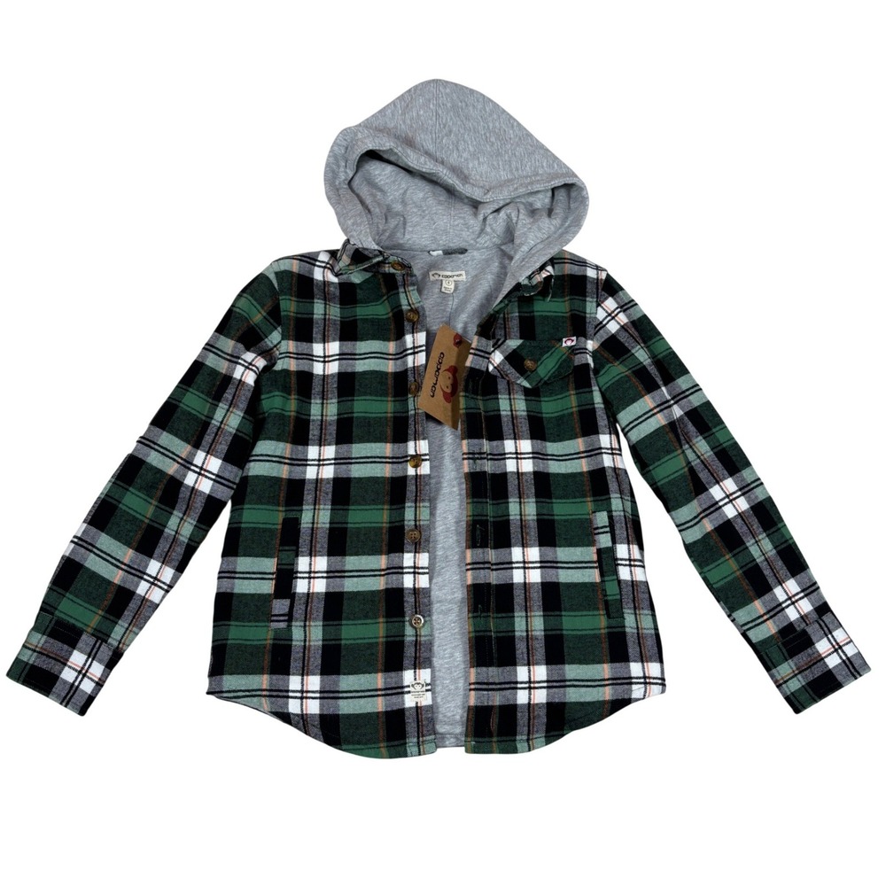 Appaman Boys Green Plaid Hooded Flannel Shirt Jacket Size 8 NWT Cotton Layered
